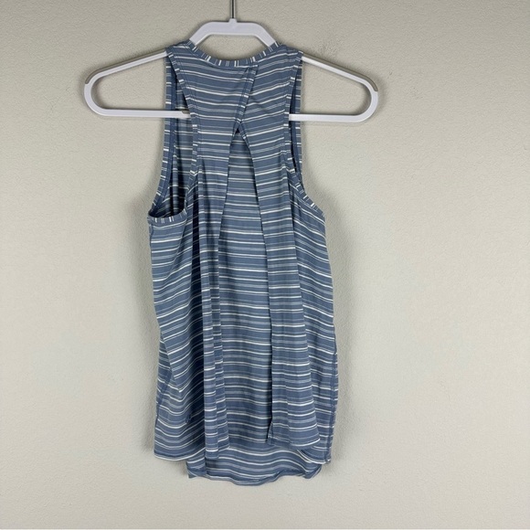 Lululemon Cut Back Stripe Tempest Blue White All Tied Up Athletic Tank Top 6 - Picture 2 of 4
